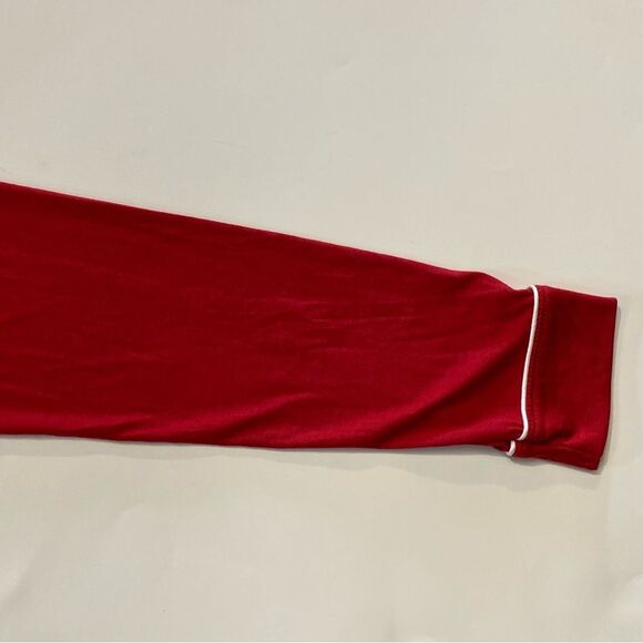 Cynthia Rowley Notch Collar Nightshirt Long Sleeve Red With White Trim Women's M - Picture 14 of 16